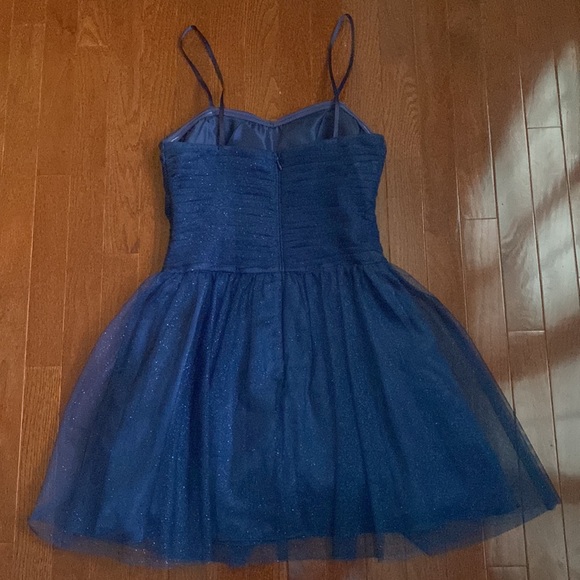 Adrianna Papell Strapless Sparkly Navy Blue Party Dress - Picture 10 of 16